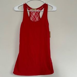 New Red BBJEANS T-shirt with translucent back